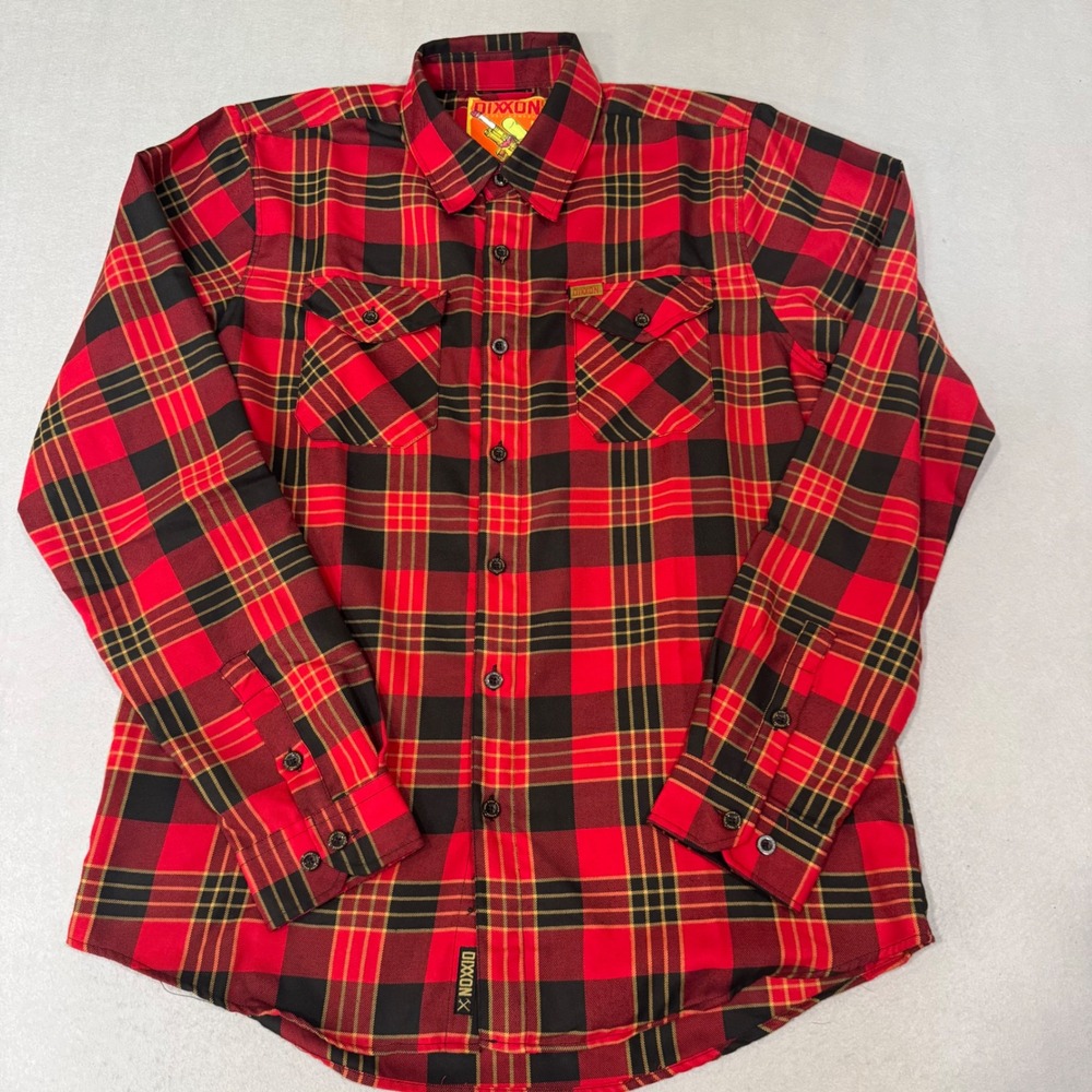 Dixxon Flannel Shirt Mens LT Red Black The Menace D-Tech Plaid Long Sleeve